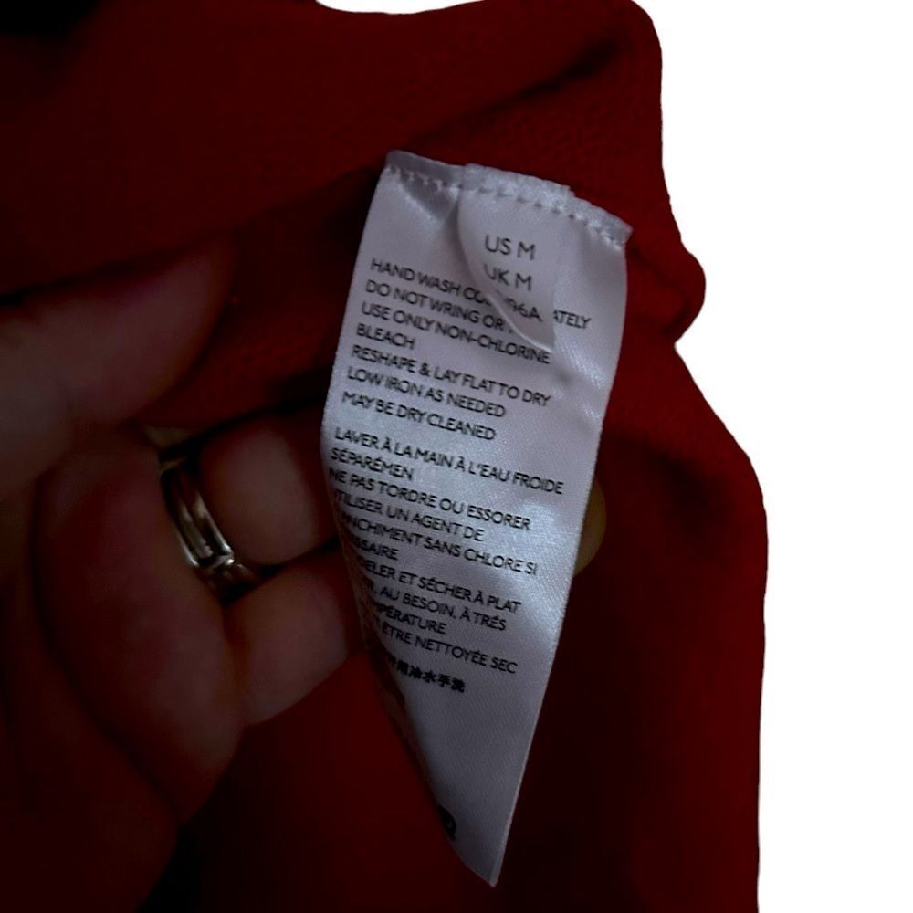 Anthropologie Red V-neck Sweater Button Detail Medium Tunic Length - Picture 8 of 16